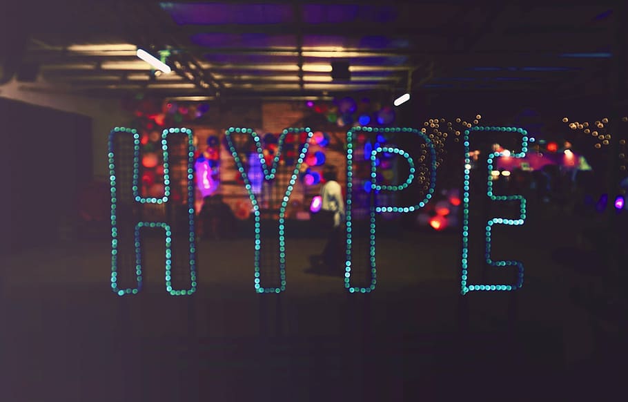 hype neon lights, nighttime, night, dark, lights, bar, celebration, restaurant, drinks, alcohol
