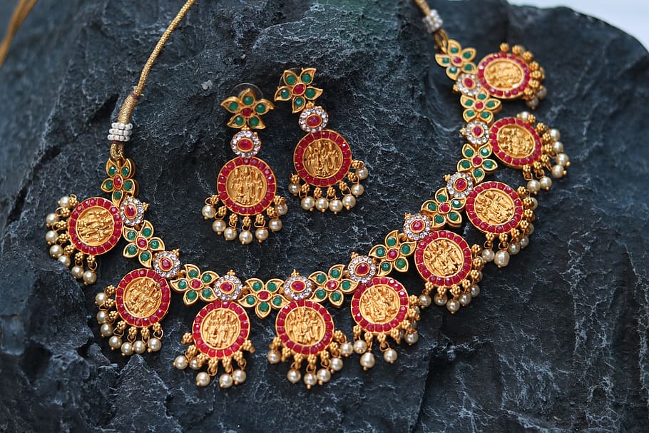 étnica, joias, padrão, tradicional, moda, tradição, ouro, indiano, menina, estilo