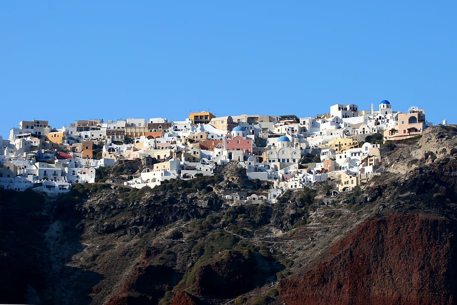 Santorini, isla, Grecia, Cícladas, isla griega, casas blancas, caldera, vacaciones, turismo, azul
