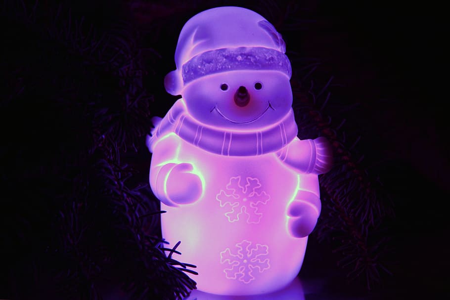 snow man, pink, decoration, christmas, light, representation, human representation, art and craft, celebration, snowman