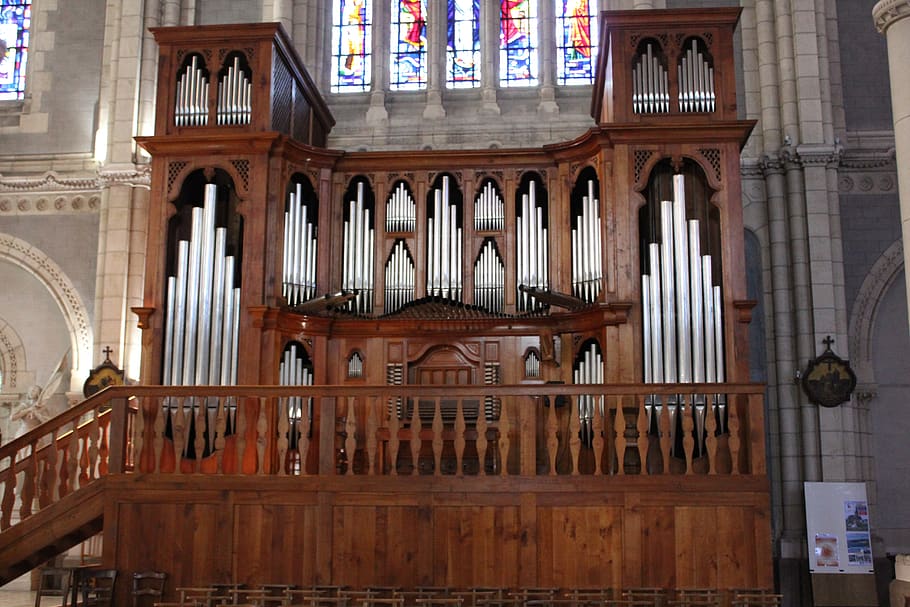saint-laurent-sur-sèvre, church, st louis mary grignion de montfort, france, europe, organ, religion, catholic, nun, instrument