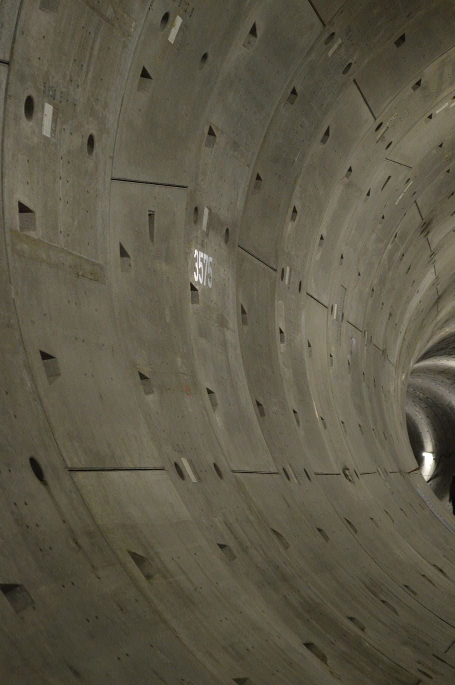 tunnel, concrete, depth, deep, grey, dark, concrete slabs, construction, north zuislijn, amsterdam