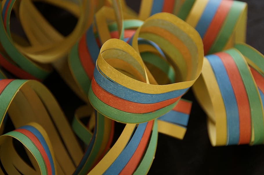 multicolored ribbons, streamer, party, decoration, carnival, new year's eve, partyaritkel, ringed, colorful, celebration