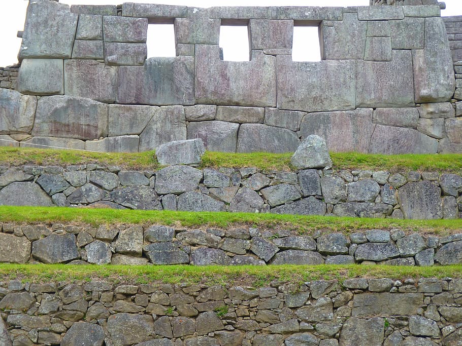 machu picchu, temple of the three windows, peru, inca, tourism, architecture, built structure, day, wall, stone wall