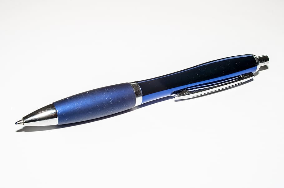 blue, click pen close-up photography, Pen, Office Supplies, office, leave, writing tool, ballpoint Pen, single Object, isolated