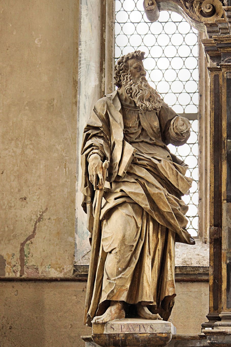estatua de pablo, cristiano, iglesia cerrada prettin, sajonia-anhalt, prettin, arte y artesanía, escultura, historia, arquitectura, pasado
