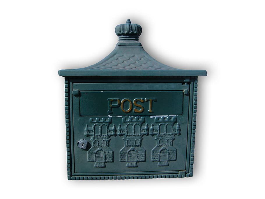 Mailbox, Post, Blue, Letter, Boxes, blue, letter boxes, blacksmithing, studio shot, white background, close-up