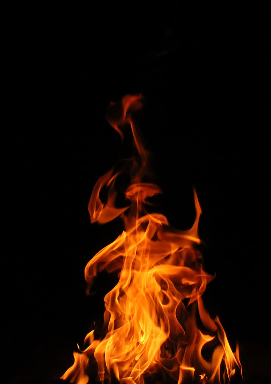 ngọn lửa, ngọn núi, cỏ cháy, burning, fire, flame, fire - natural phenomenon, heat - temperature, black background, bonfire