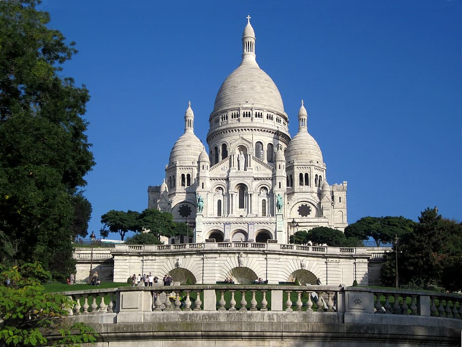 sacré-coeur, paris, basilica, france, montmartre, church, architecture, built structure, building exterior, sky