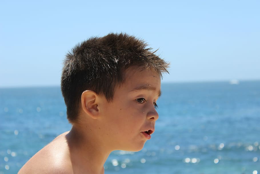 Chile, Child, Sea, Beach, tralca tip, sea, beach, rest, vacantion, guy, haircut
