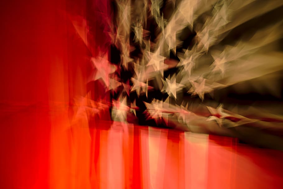 bandeira, estrelas, desfoque, reflexo, movimento, movimento desfocado, abstrato, vermelho, planos de fundo, foto de estúdio