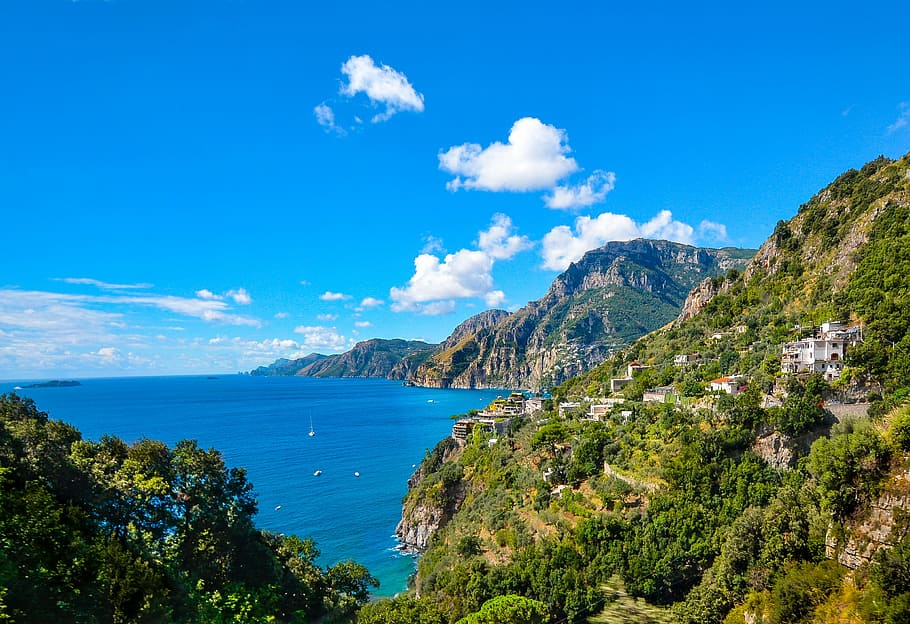 Terre, Italia, Amalfi, costa, Sorrento, litoral, costero, playa, rocas, colinas