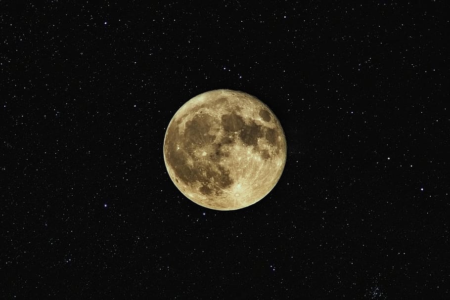 full moon, full, moon, dark, satellite, space, stars, galaxy, night, sky