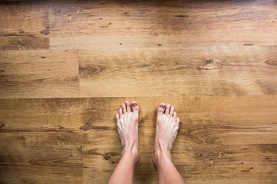 person, standing, wooden, floor, barefoot, bare, feet, human body part, body part, wood - material