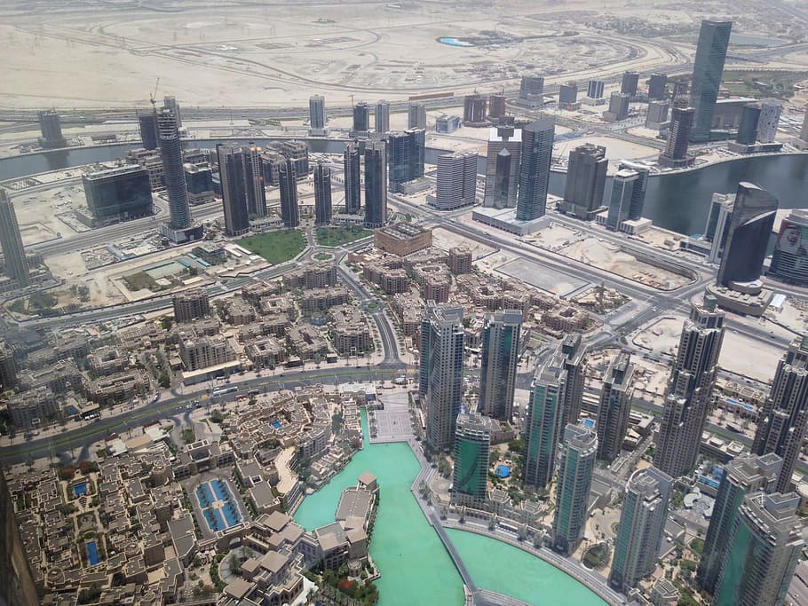 dubai, burj khalifa, uae, emirat, kota, pusat kota, pariwisata, kaki langit, tengara, bangunan