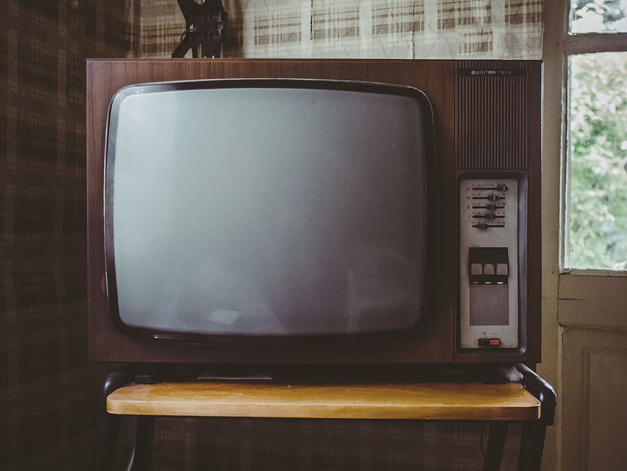 vintage, brown, gray, crt tv, tv, television, oldschool, television set, communication, technology