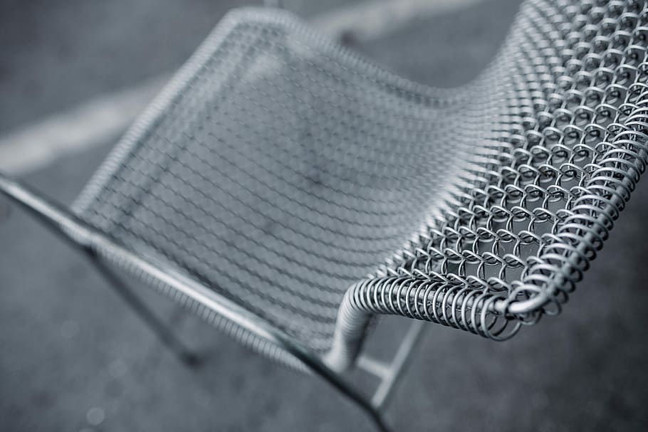 silla de comedor de metal, Retro, metal, silla de comedor, vintage, minimalista, limpio, silla, viejo, primer plano