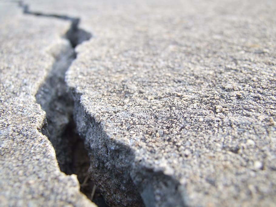 трещина, бетон, разрыв, сломанный, трещины, поверхность, текстура, земля, серый, тротуар