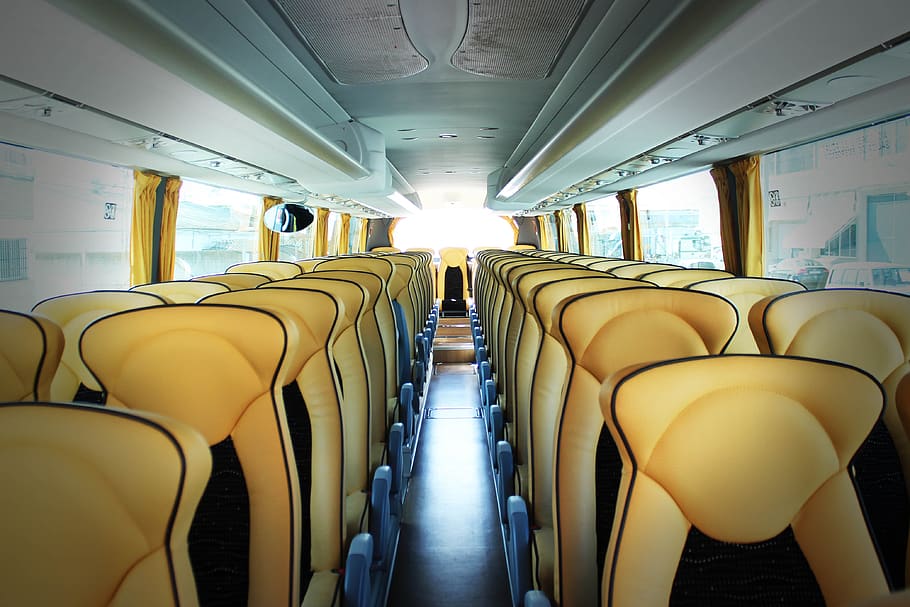 bus, kendaraan, transportasi, di dalam, ruang tamu, kursi, kursi kendaraan, interior kendaraan, kendaraan umum, angkutan