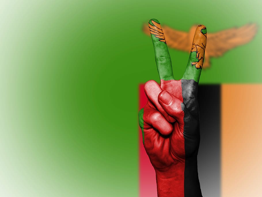 zâmbia, paz, mão, nação, plano de fundo, cores, país, bandeira, ícone, nacional
