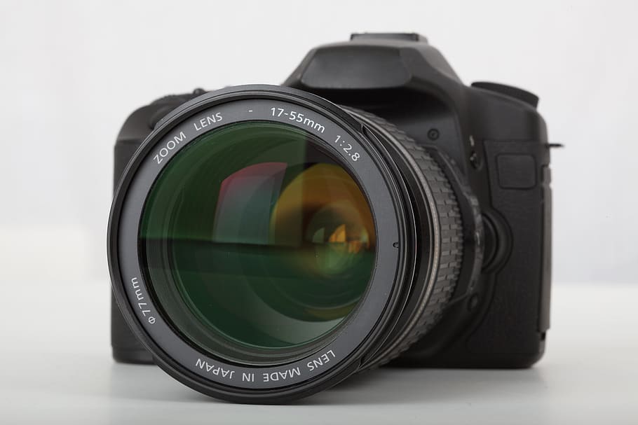 black dslr camera, black, body, camera, canon, digital, equipment, focus, isolated, lens