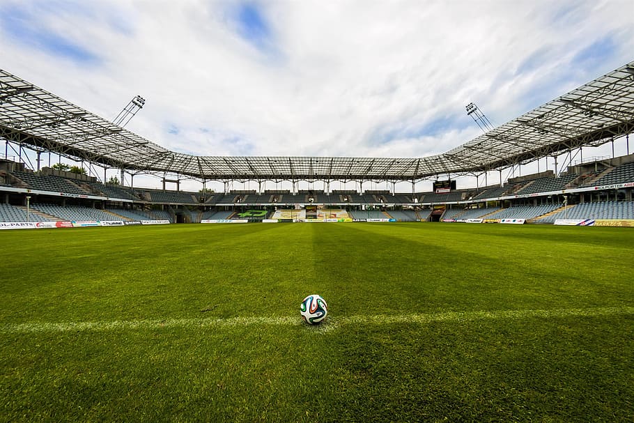 soccer field, ball, empty, the ball, stadion, football, the pitch, grass, game, sport
