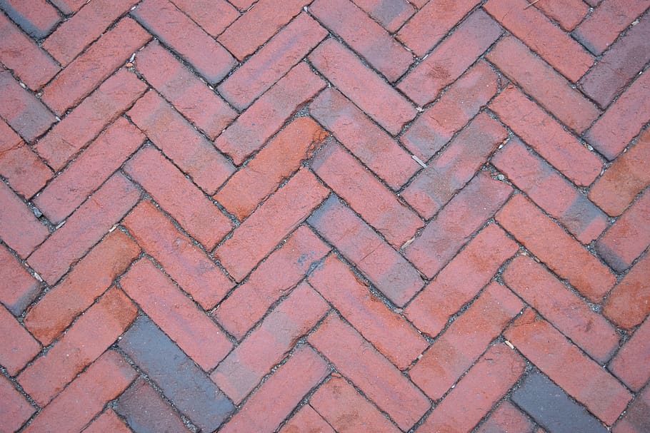 brick, herringbone, pattern, brickwork, sidewalk, path, paving, walkway, texture, full frame