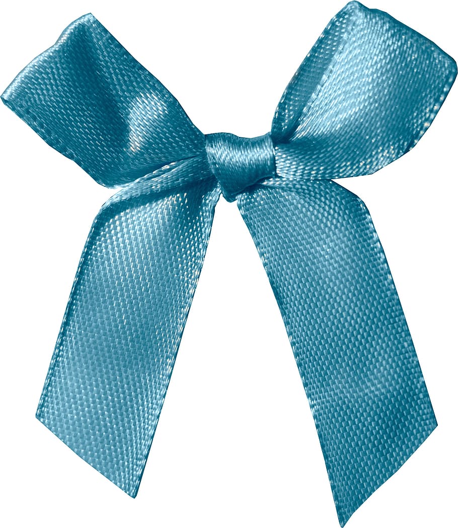 blue ribbon, bow tie, tape, satin, silk, blue, draft, cut-out, on a white background, decoration