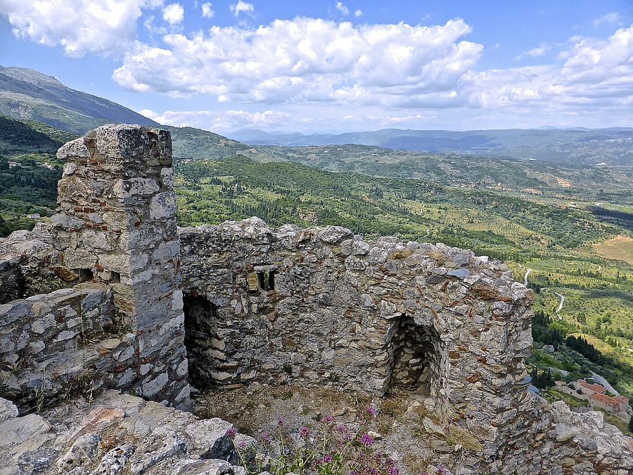 mystras, citadel, fortress, walls, castle, fortification, historical, fortified, defense, old