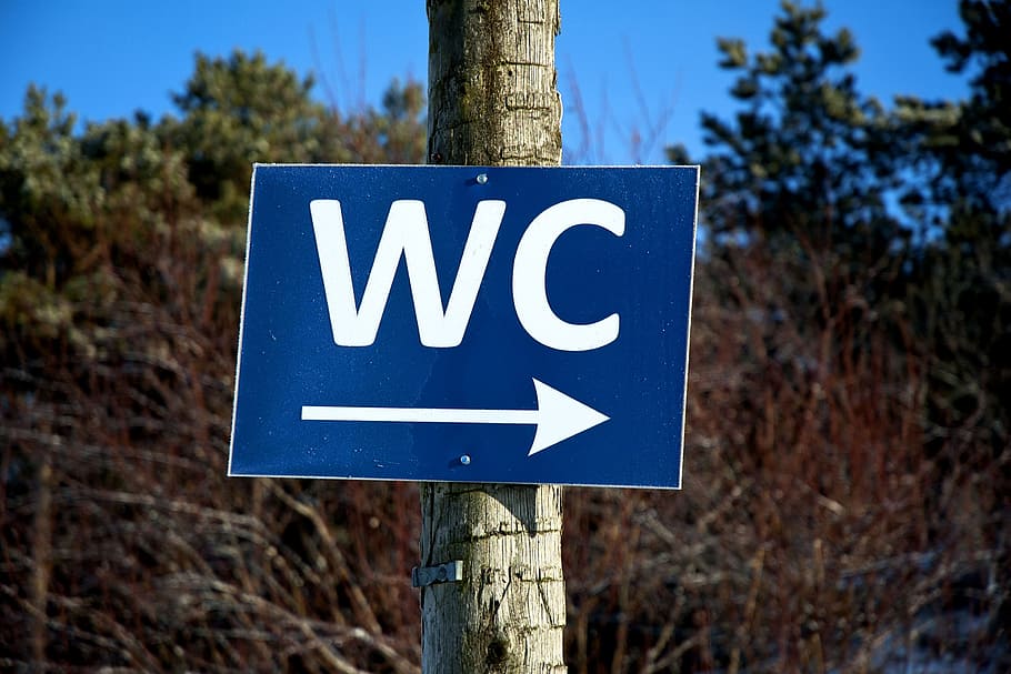 Wc, Sign, Toilet, Restroom, mark, blue, outdoors, symbol, road sign, communication