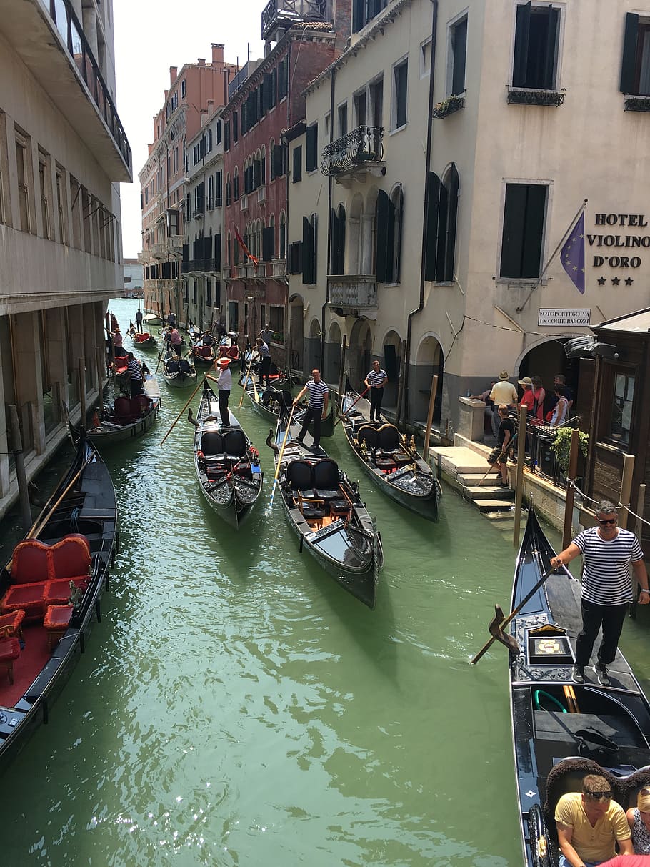 Venecia, góndola, agua, Italia, canotaje, vacaciones, gondolero, góndola - barco tradicional, canal, arquitectura
