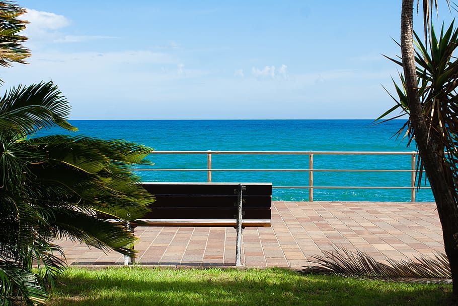 Sea, Bench, Love, Water, Landscape, sky, italy, relaxation, solitude, blue
