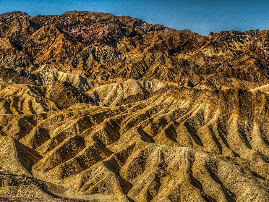 aerial, photography, brown, mountain, Death Valley, Landscape, National Park, zabriskie point, nature, usa