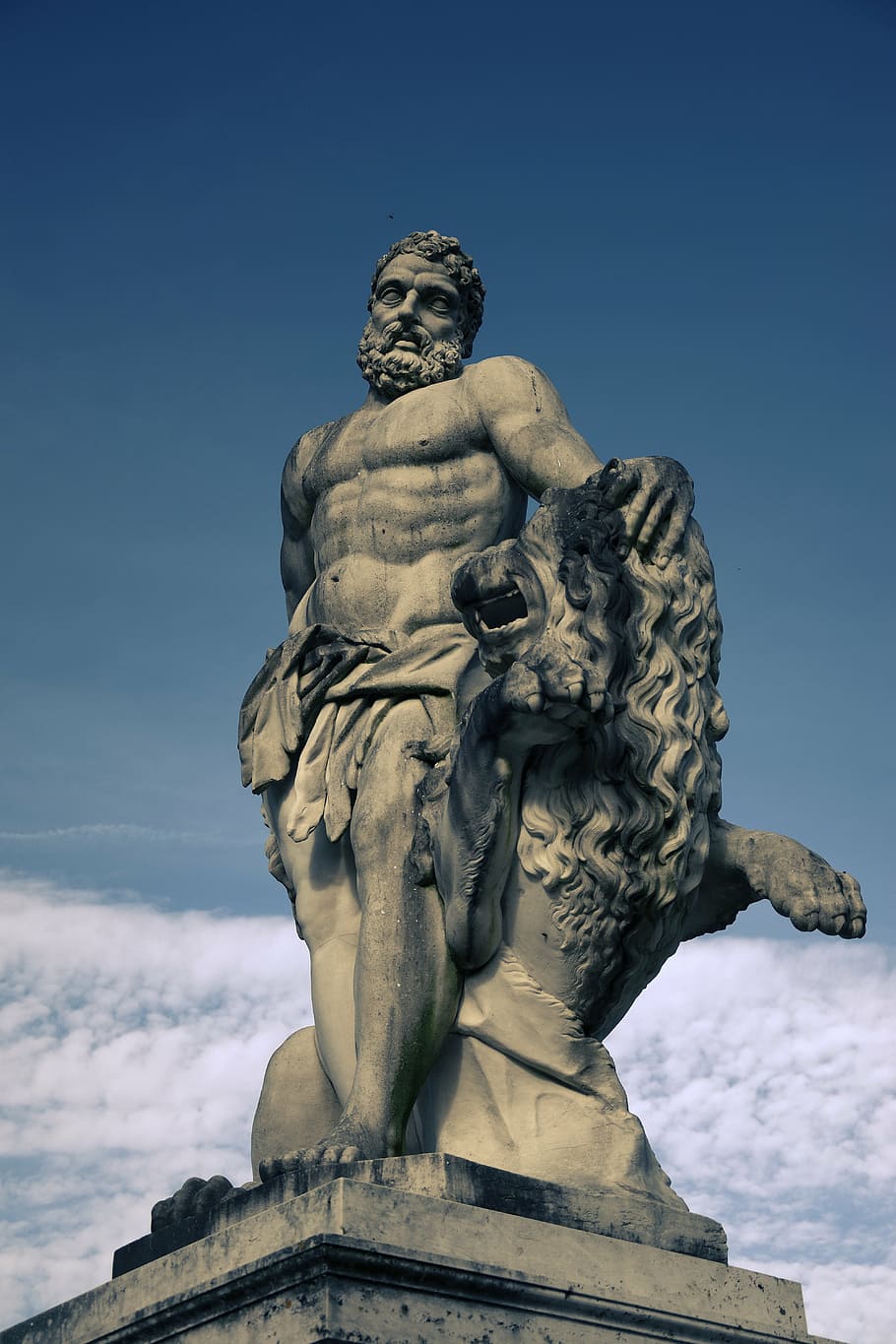 man, sitting, stone statue, hercules, statue, greek ancient, god, sculpture, art and craft, representation