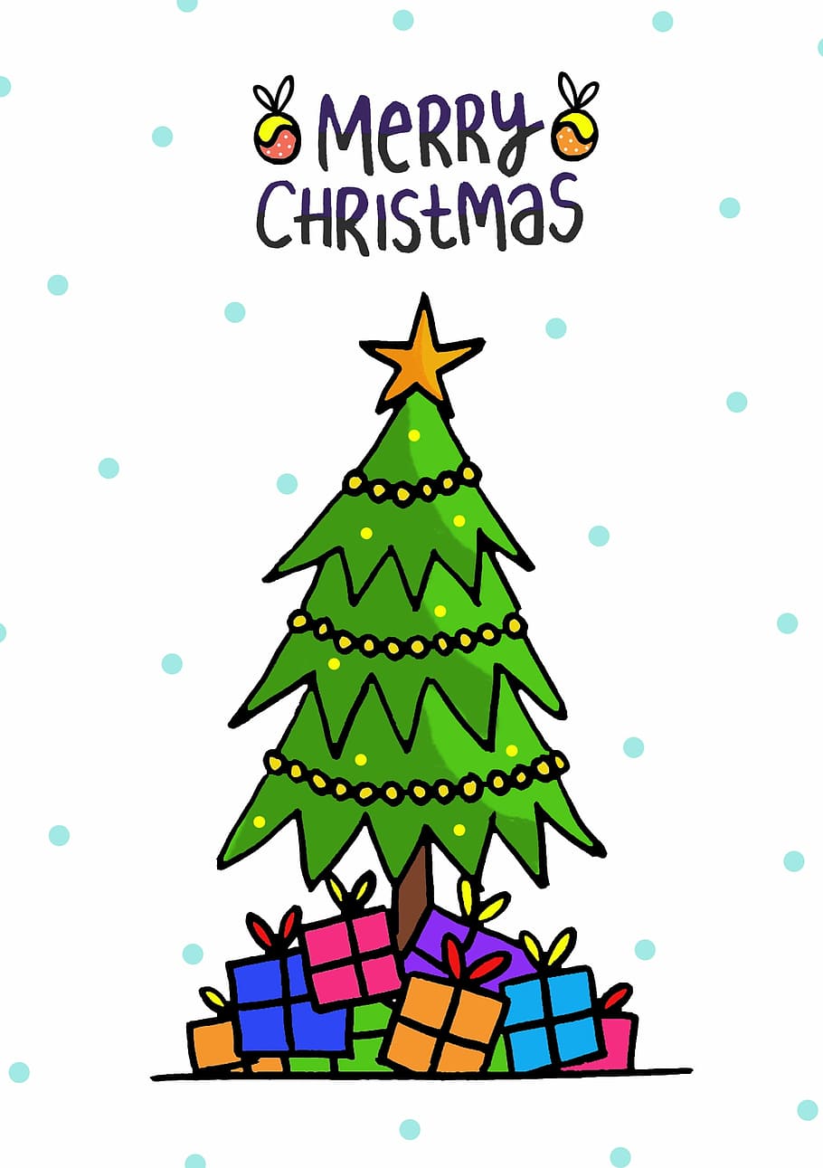 christmas tree, gifts illustration, christmas, tree, holiday, christmas trees, decoration, winter, christmas tree background, xmas