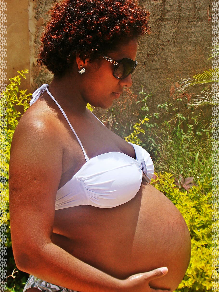 gravidez, mulher grávida, grávida, barriga, bebê, mulher, esperando, linda, preta, barriga grande