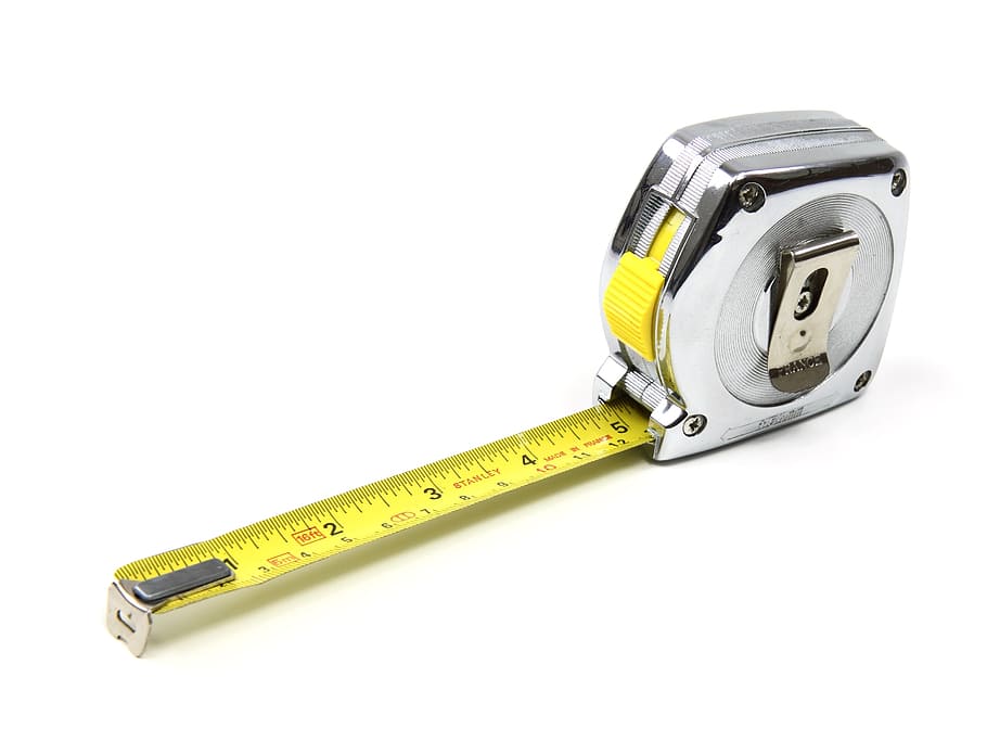 gray, yellow, steel tape, centimeter, equipment, inch, inches, instrument, length, measure