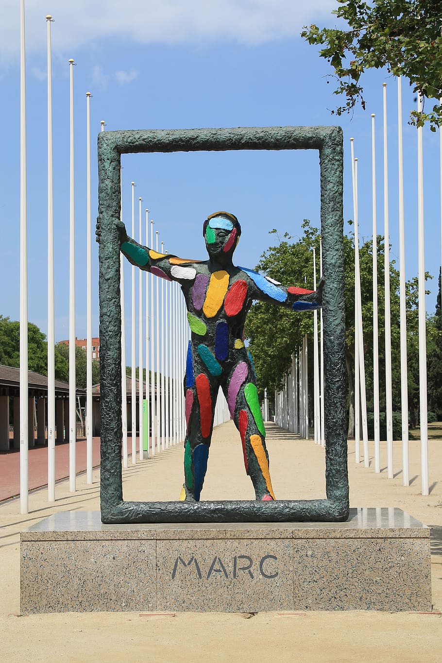 marc, estatua, barcelona, ​​colorido, arte, españa, azul, verde, rojo, figura