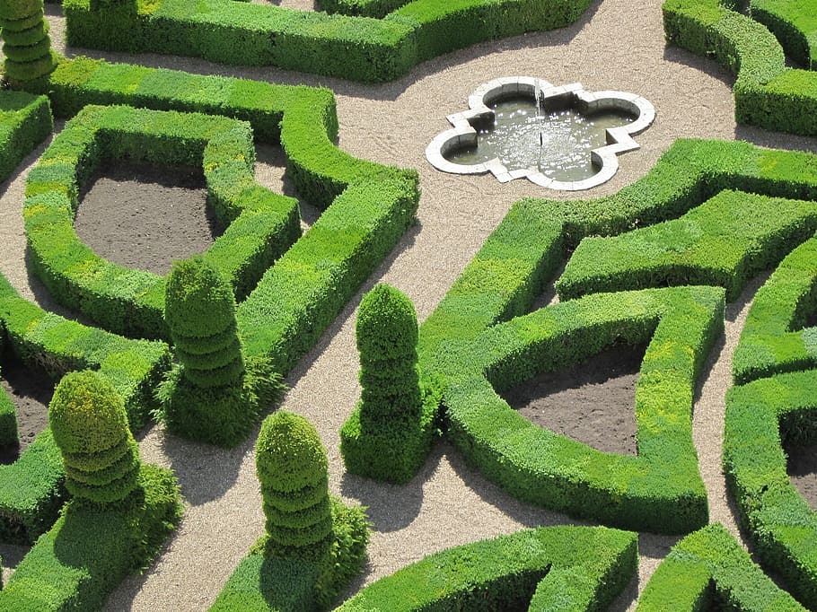 aerial, photography, puzzle, topiary, plants, daytime, château de villandry, gardens, indre-et-loire, france