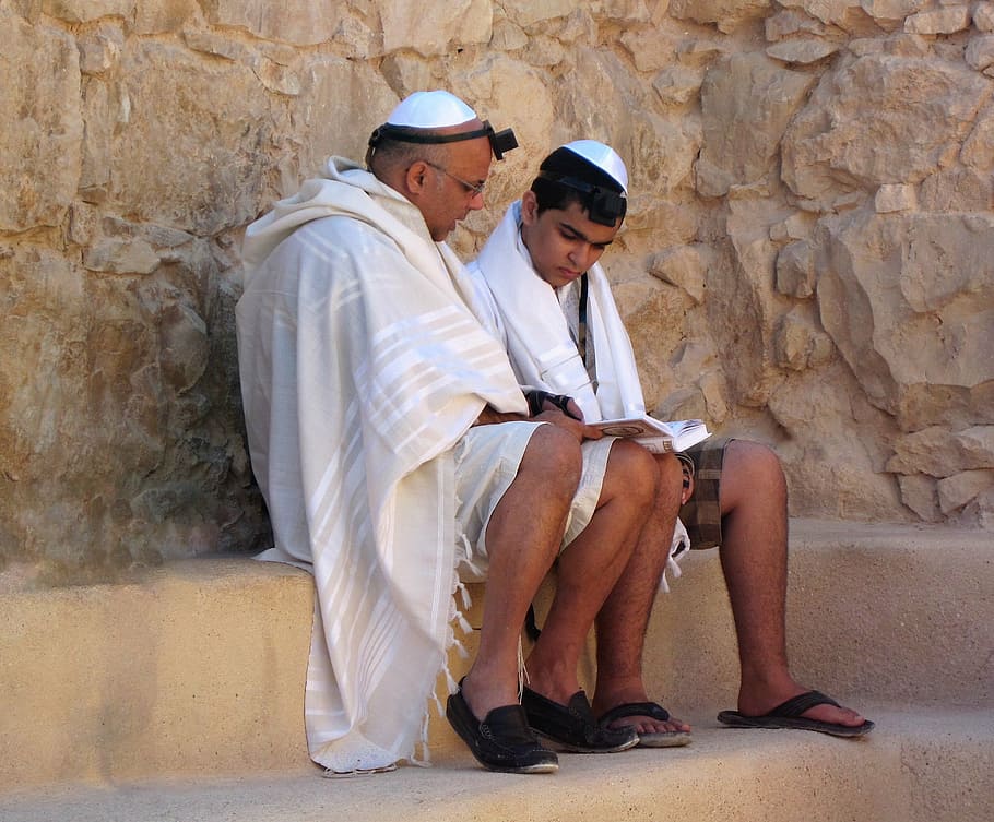 男は本を読んで, 少年, アウトドア, ユダヤ教, マサダ, イスラエル, 宗教, 父と息子, 宗教研究, 2人