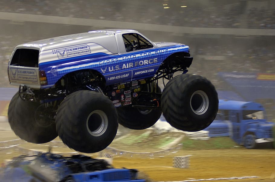 monster truck, jam, rally, stadium arena, exhibition, vehicle, tires, wheel, show, modified