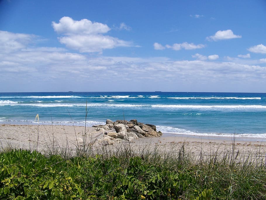 West Palm Beach, playa, arena, Mar, agua, tierra, cielo, pintorescos - naturaleza, belleza en la naturaleza, nube - cielo