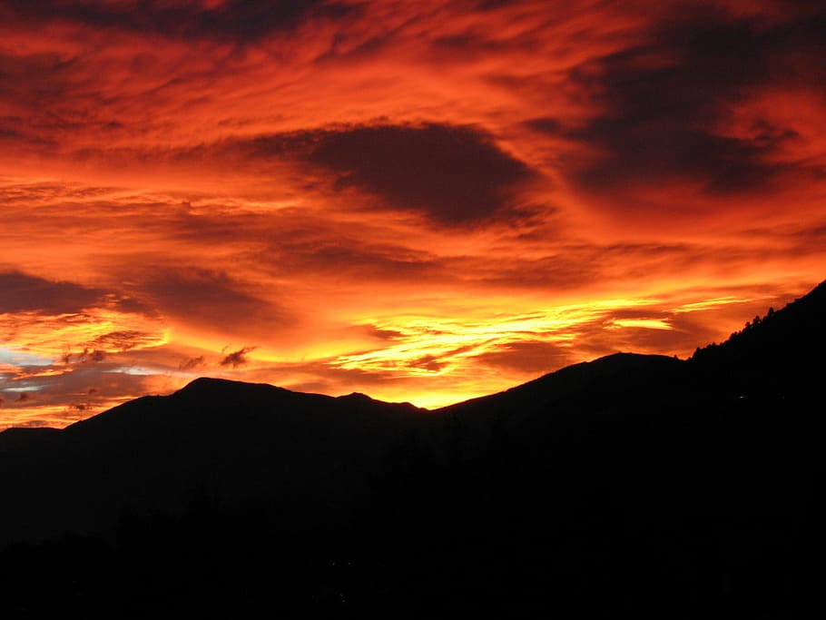 mountain, golden, hour, sunset, afterglow, föhnstimmung, föhn clouds, red, hair dryer, mood