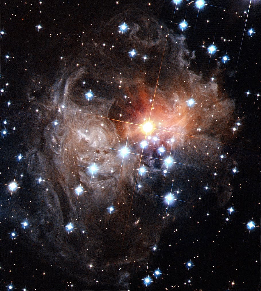 eco de luz estelar, v838 monocerotis, telescópio espacial hubble, cosmos, poeira, cósmica, celestial, brilhando, astronomia, estrela - espaço