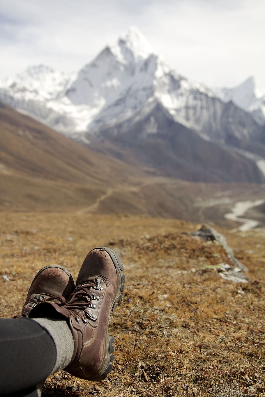 persons feet, lying, ground, hiking, relax, mountains, legs, boots, walking, nature