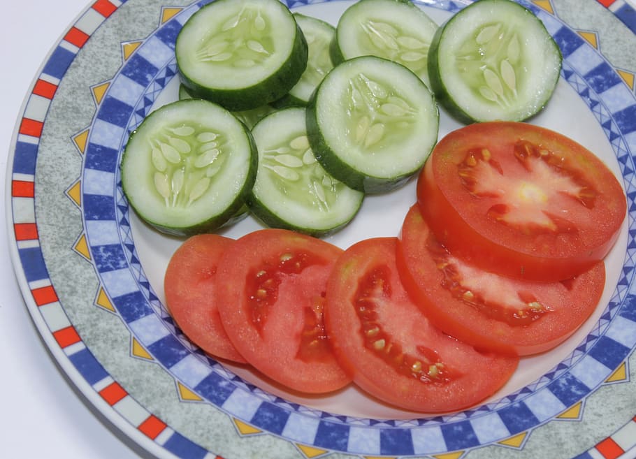 salad, tomato, cucumber, food and drink, food, vegetable, healthy eating, fruit, freshness, wellbeing