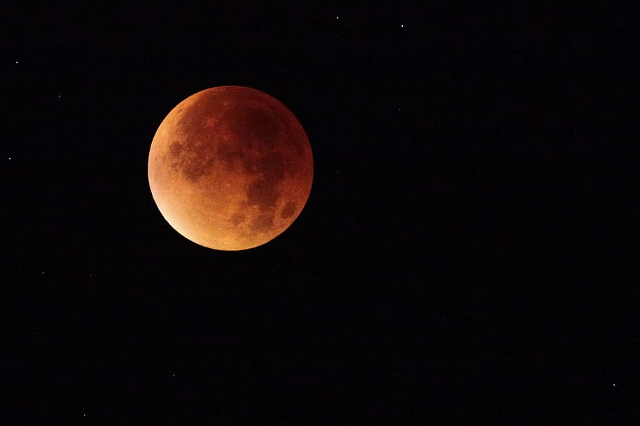 penuh, bulan, malam berbintang, Bulan Darah, Gerhana Bulan, gerhana bayangan inti, bulan purnama, 2015, siegburg jerman, astronomi