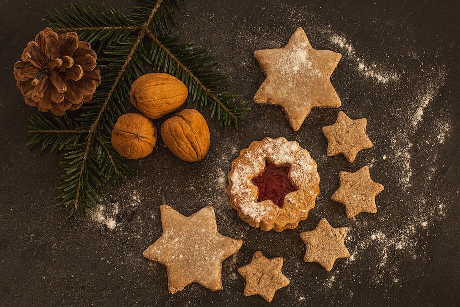 ショット, おいしい, オーバーヘッド, クリスマスクッキー, 食べ物/飲み物, クリスマス, 食べ物, クッキー, デザート, 自家製