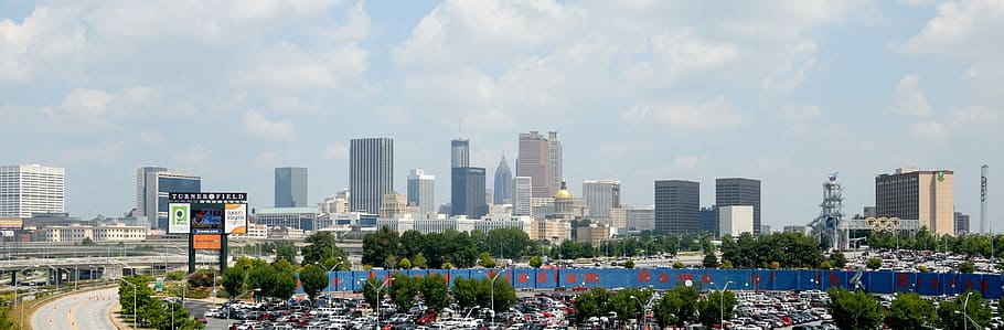 cidade durante o dia, Atlanta, Geórgia, Cidade, Paisagem, vista aérea, Centro da cidade, arquitetura, EUA, Paisagem urbana