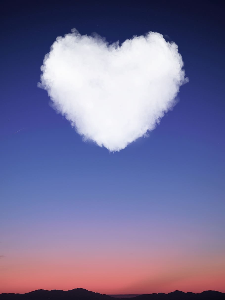 heart, sky, cloud, horizon, afterglow, romantic, love, valentine's day, sunset, fantasy